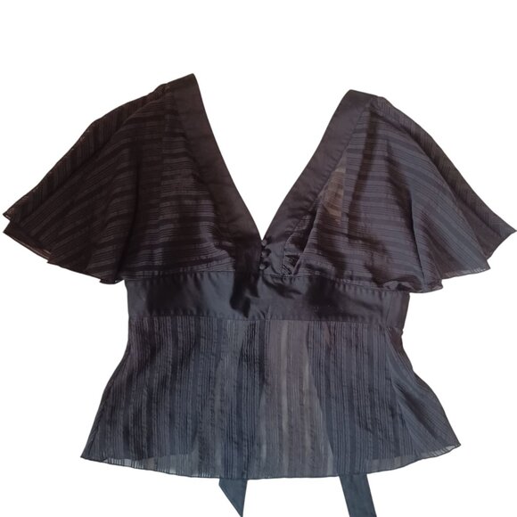 Bebe Sexy Black Top Open Back with Ties - Picture 5 of 9